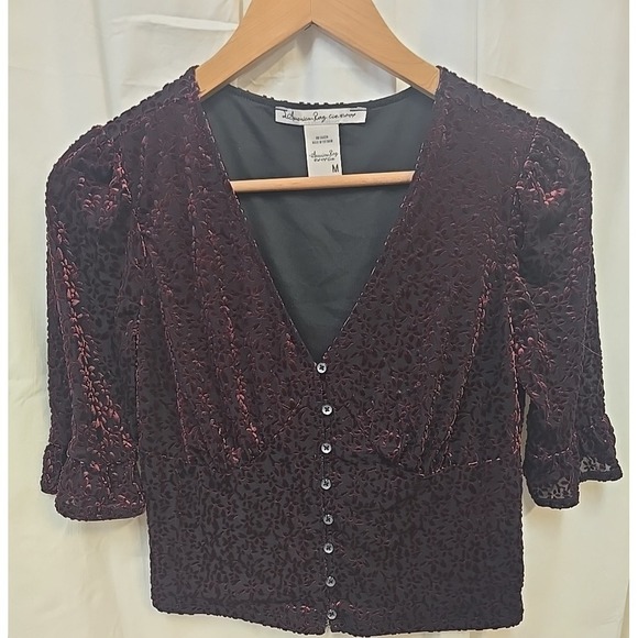 American Rag Juniors' Burnout Velvet Top Dark Academia Coquette Baby Doll M - Picture 5 of 12